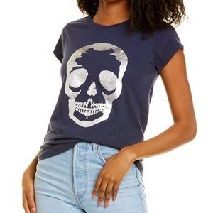 Women's Gray Skinny Foil Skull T-shirt (new with tag)